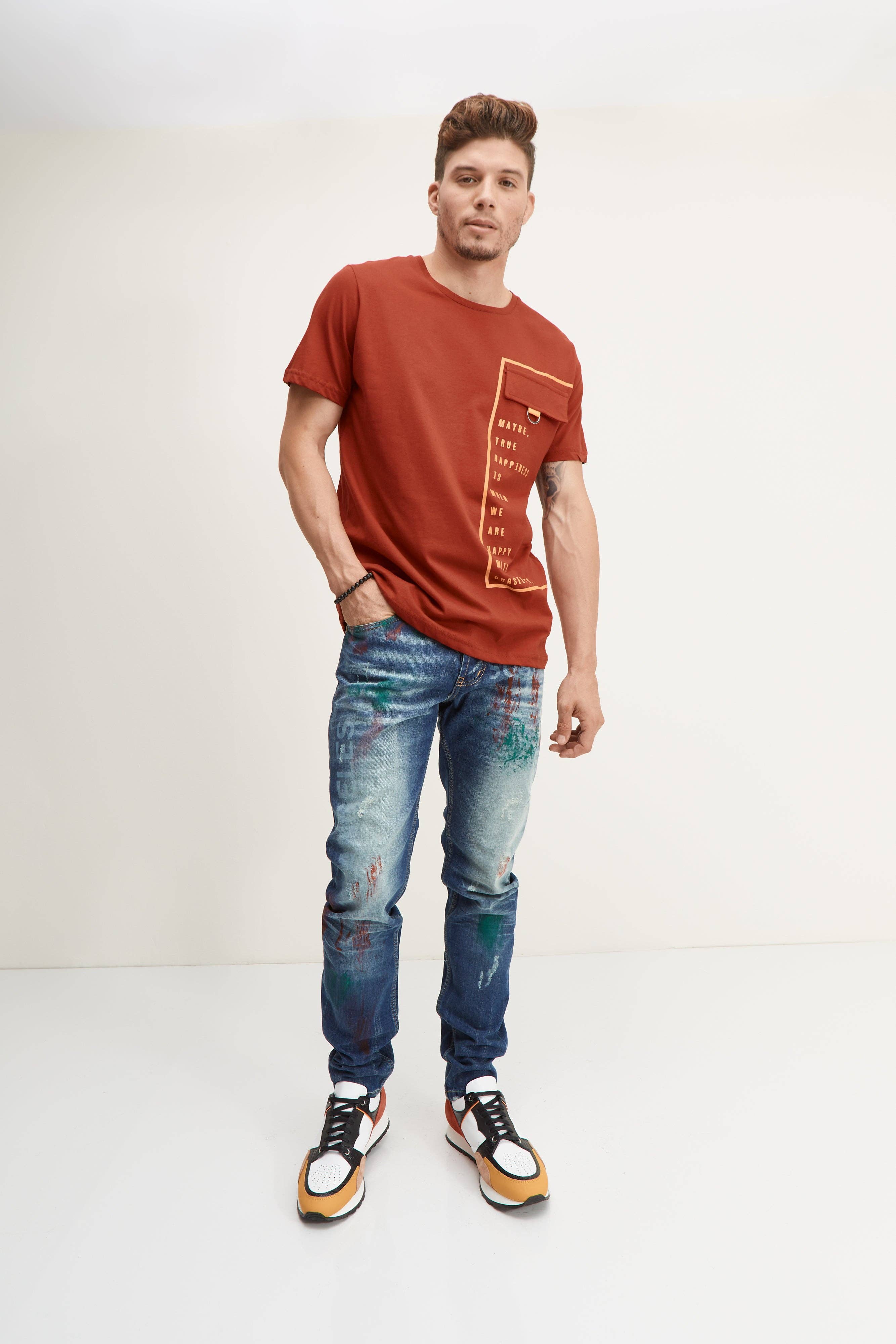 Faire,RNT 23, RNT 23 Orange True Happiness Tee, Orange, Large-43-TagL
