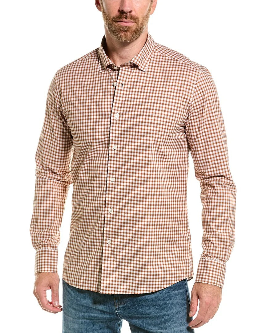 Other,Scott Barber, Scott Barber Brown/White Woven Shirt, Brown, Medium-43-TagM