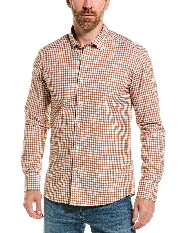 Scott Barber Brown/White Woven Shirt