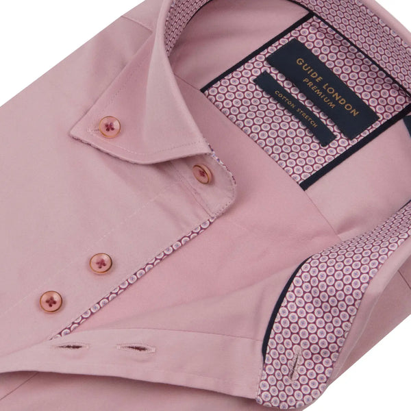 Guide London Pink Satin Long Sleeve Button Up Shirt