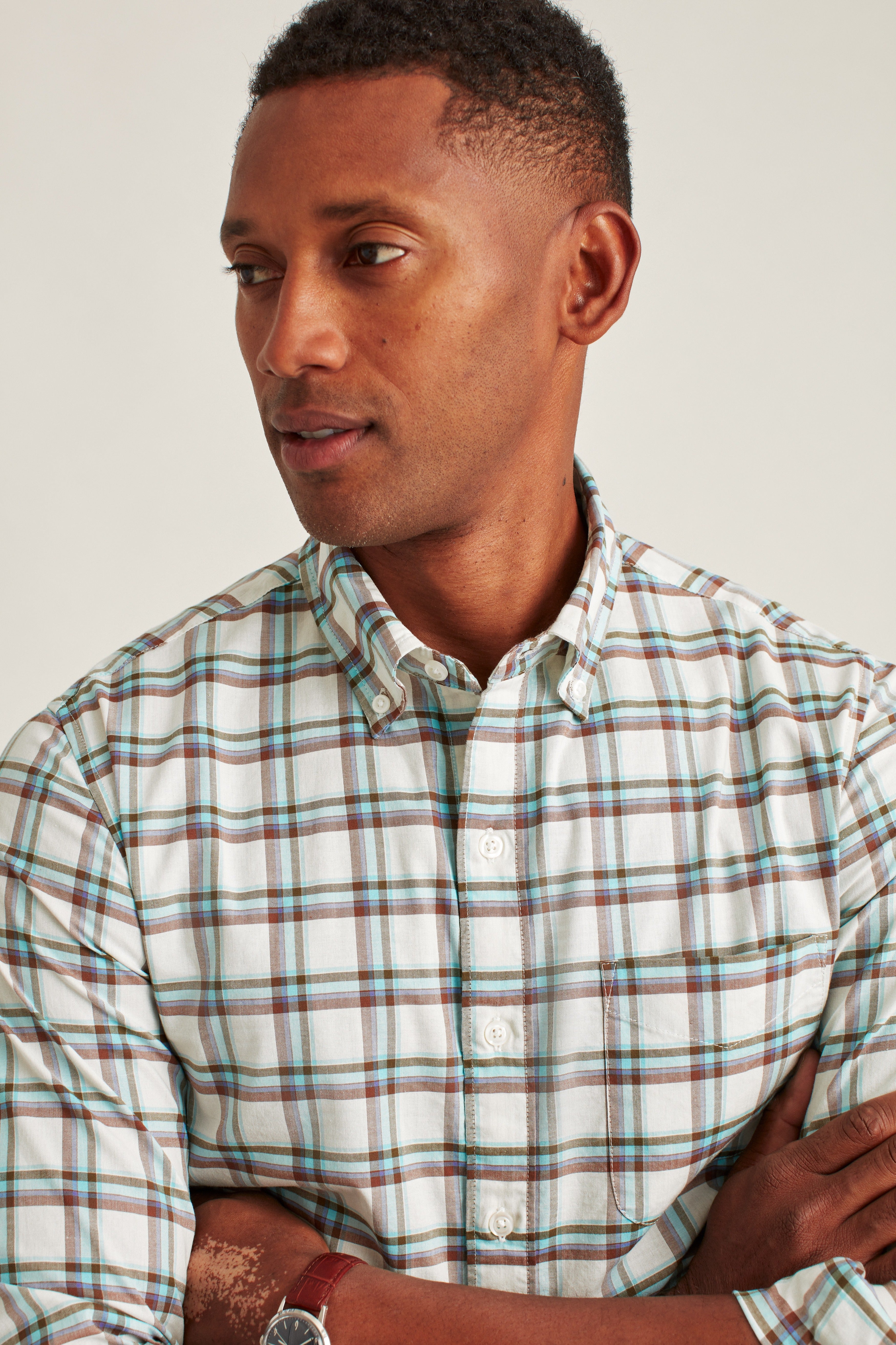 Wholesale,Bonobos, Bonobos White Plaid Print Stretch Long Sleeve Shirt, White, Extra Extra Large-51-TagXXL