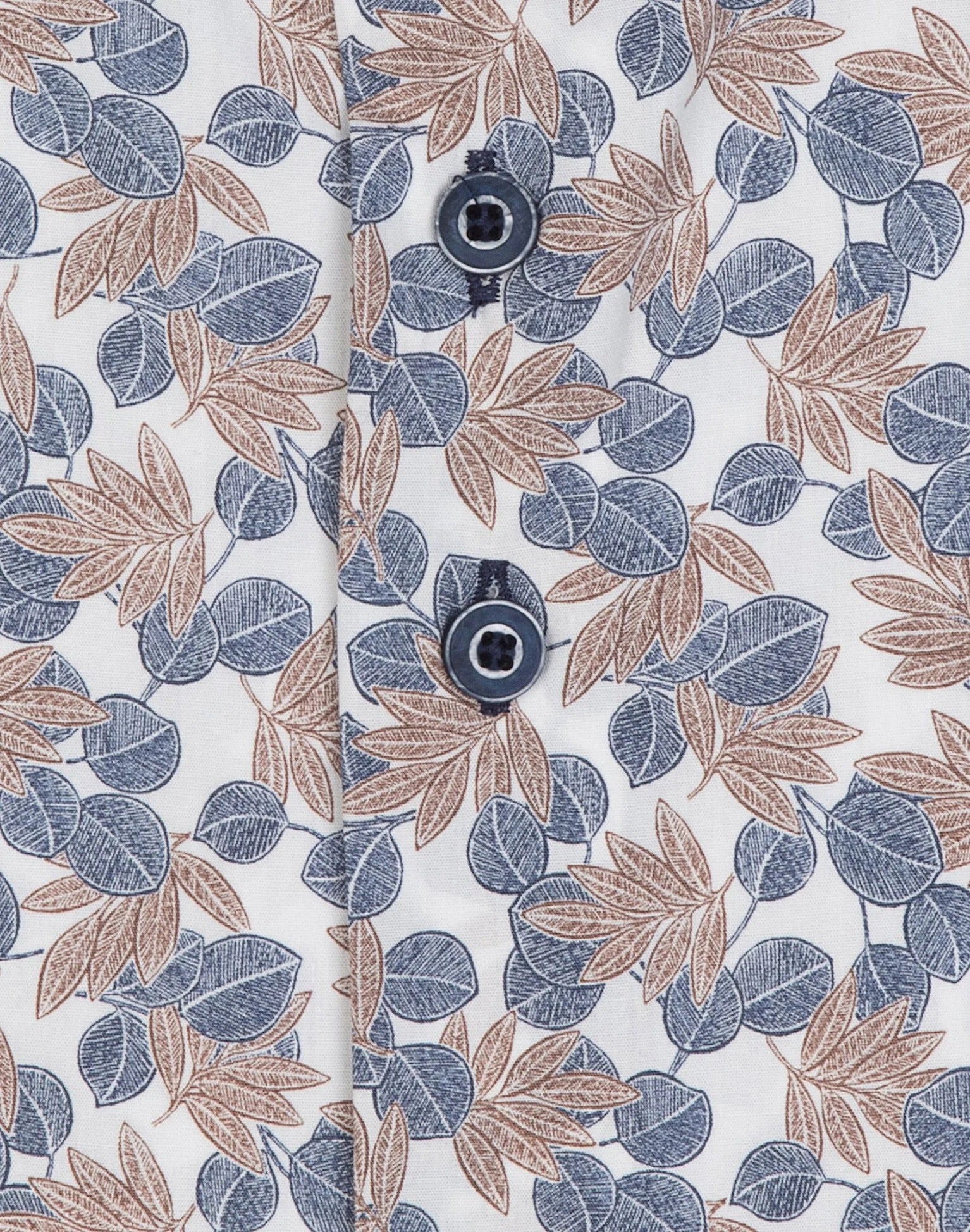 Brand Partner,R2 Amsterdam, R2 Amsterdam White/Blue Leaf Print Long Sleeve Button Up Shirt, White, Large-45-Tag42