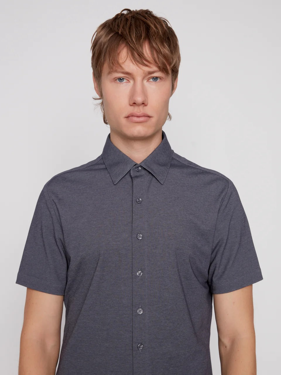 Wholesale,Projek Raw, Projek Raw Indigo Knit Short Sleeve Shirt, Blue, Small-39-TagS