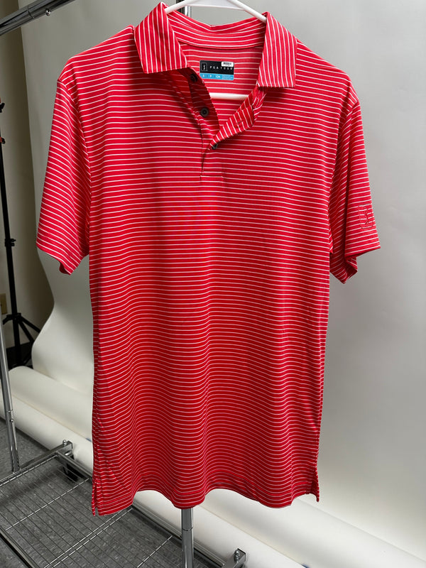 PGA Tour Coral Stripe Performance Golf Polo