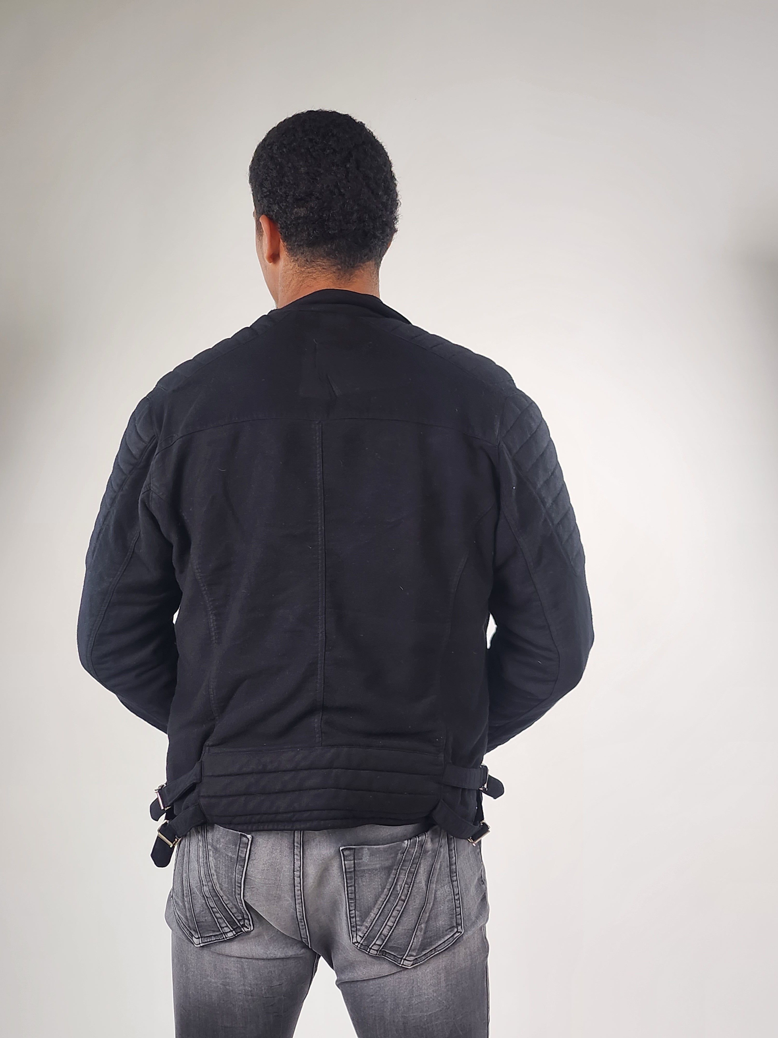 Wholesale,Reesedeluca, Reese De Luca Black Long Sleeve Jacket with Padded Sleeves and Shoulders, Black, Medium-44-TagM