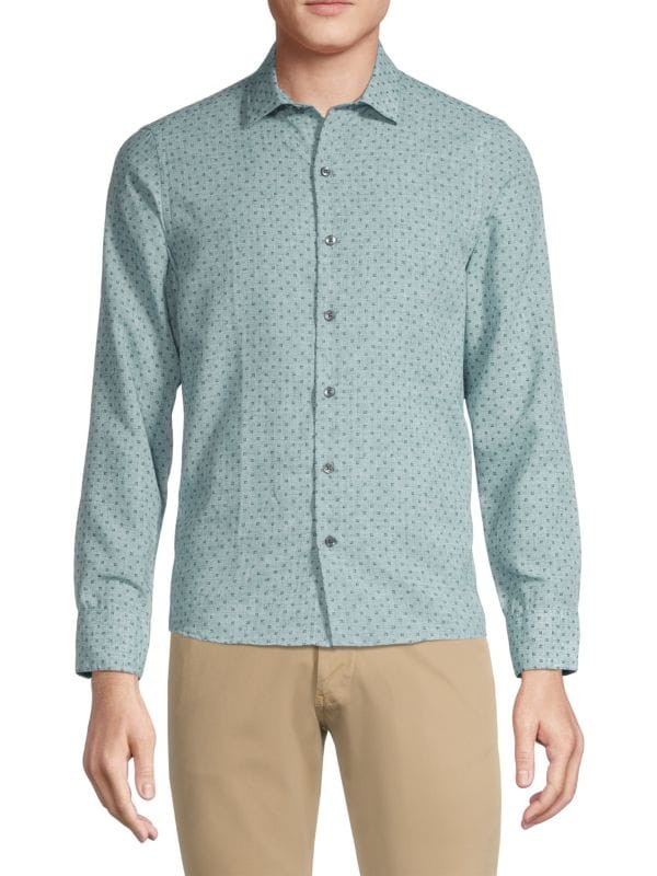 Other,Robert Barakett, Robert Barakett Green Livingstone Floral Cotton Shirt, Green, Medium-43-TagM
