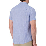 International Report Blue Striped Short Sleeve Button Up