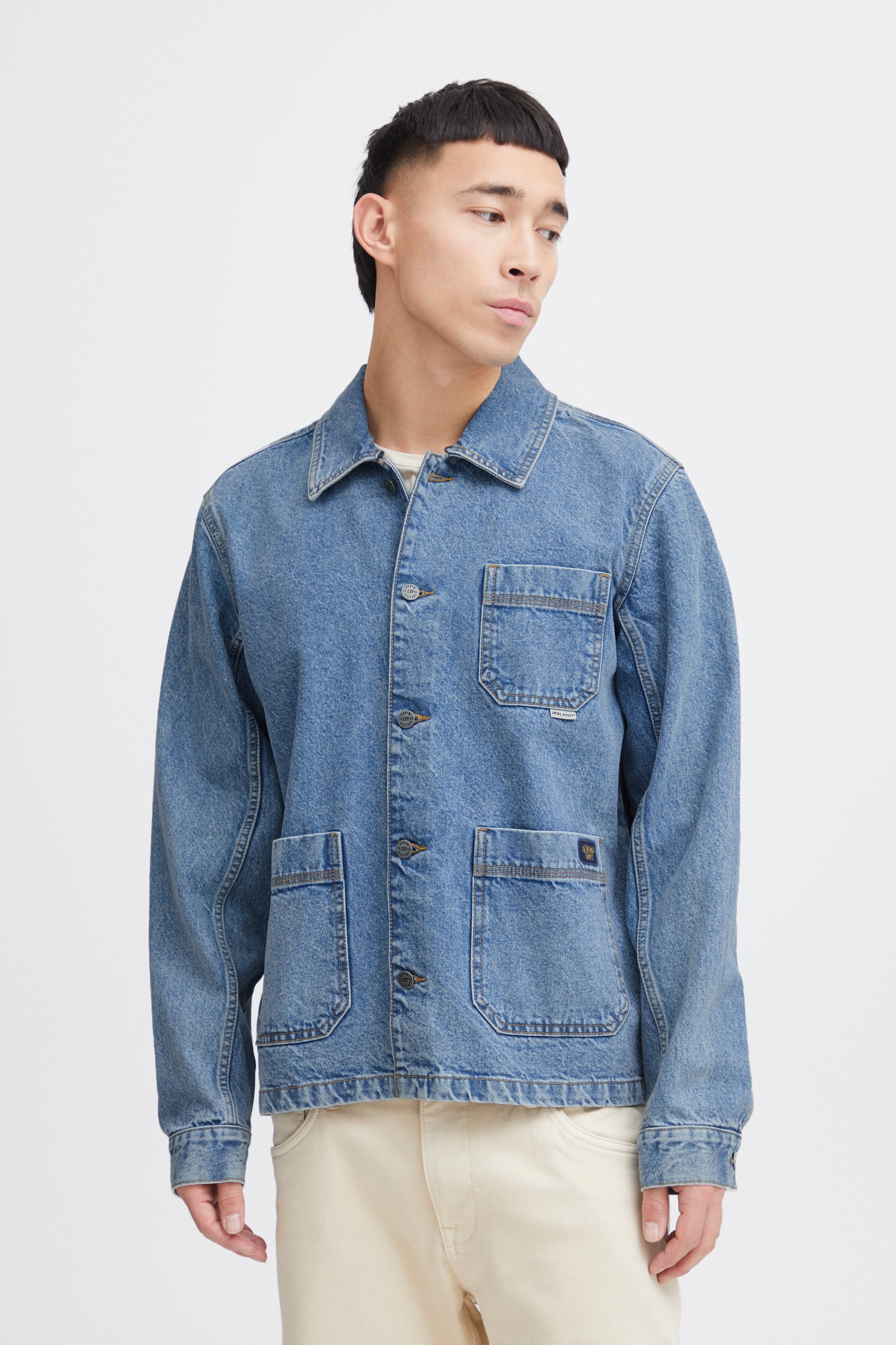 Wholesale,Blend, Blend Blue Denim Shacket, Blue, Small-40-TagS