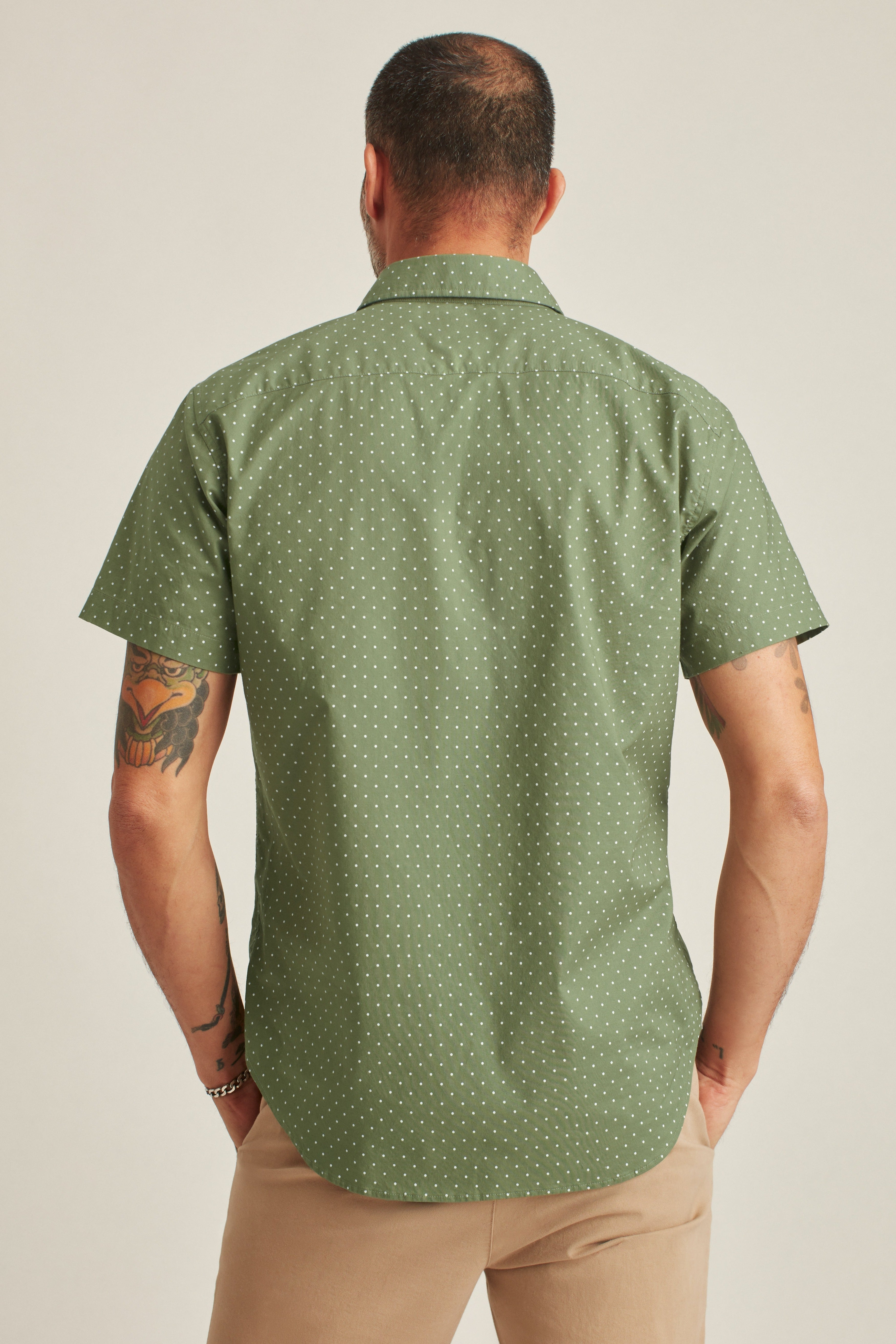 Wholesale,Bonobos, Bonobos Olive Dot Stretch Short Sleeve Shirt, Green, Small-40-TagS