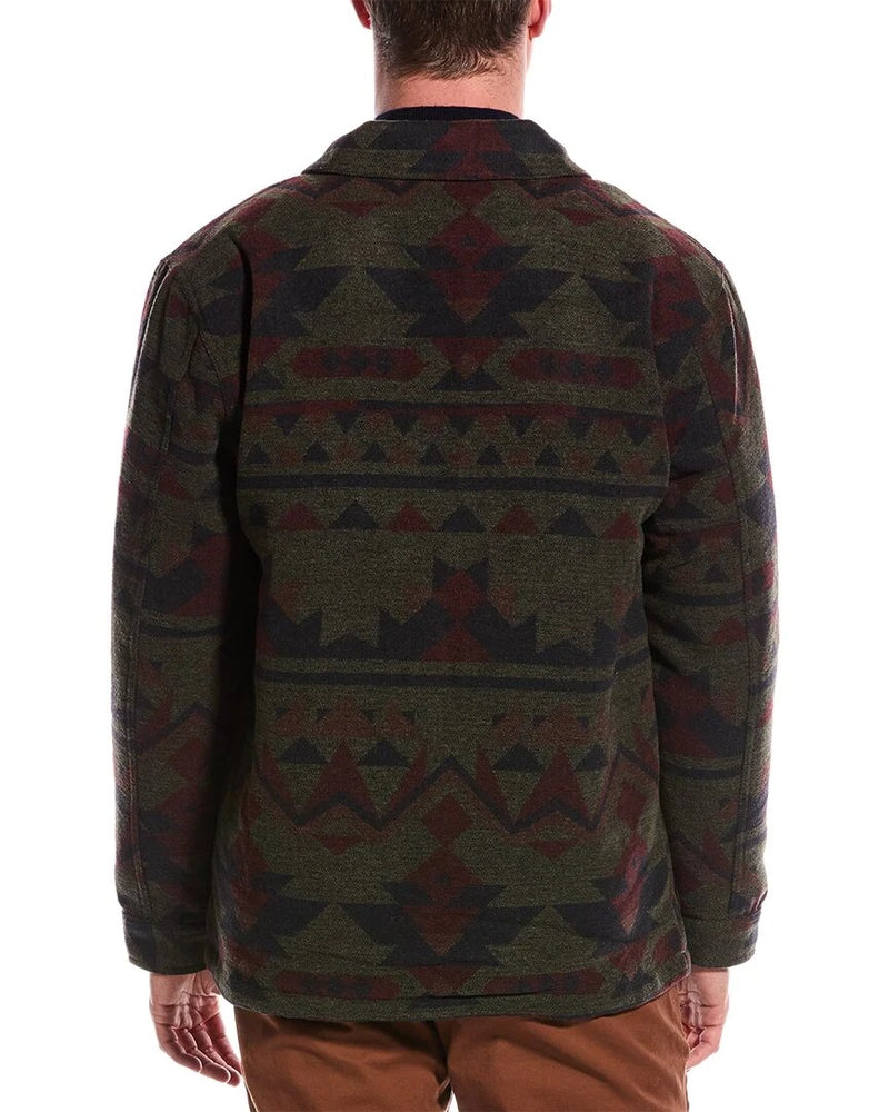 Weatherproof Vintage Olive/Red Sherpa-Lined Southwest Wool-Blend Jacket