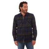 PX Blue & Olive Green Plaid Flannel Long Sleeve Button Up Shirt