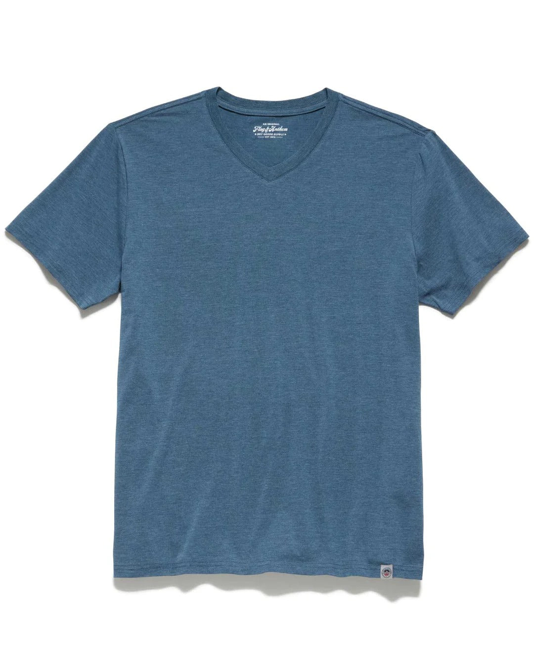 Wholesale,Flag & Anthem, Flag & Anthem Navy Heather Stretch Comfort V Neck Tee, Blue, Large-44-TagL