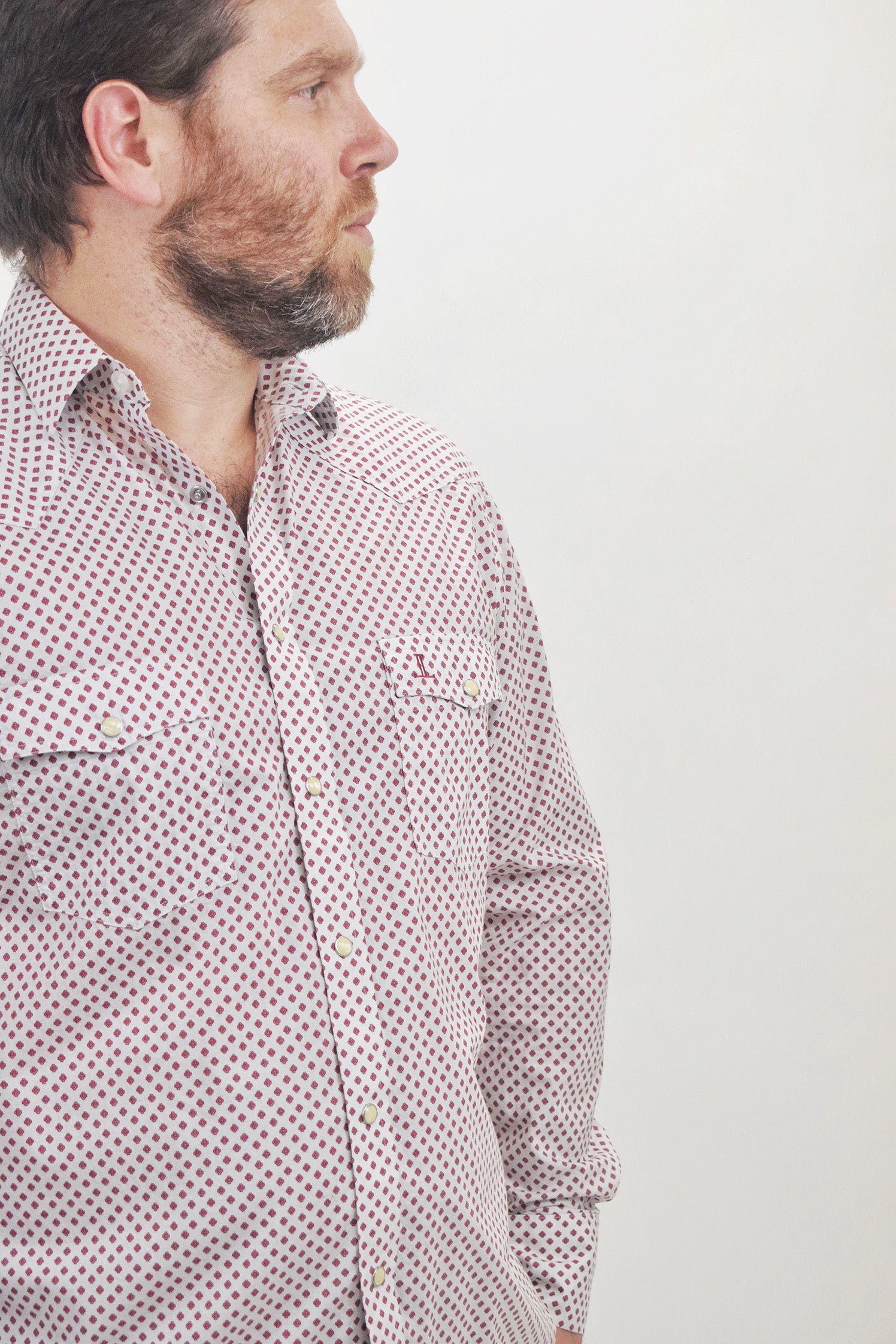 The RealReal,Lucchese, Lucchese White With Red Geometric Pattern Western Long Sleeve Button Up Shirt, White, Extra Large-48-TagL