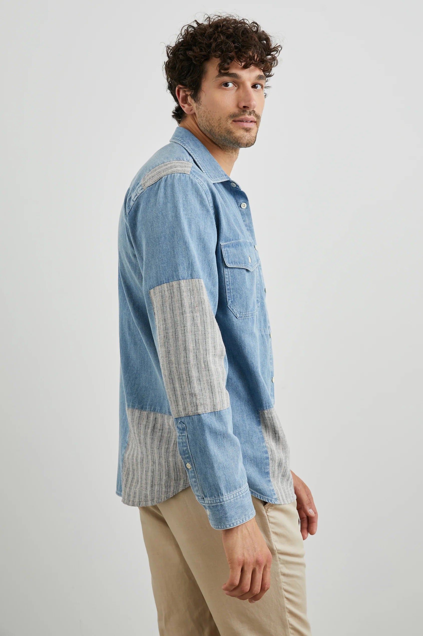 Wholesale,Rails, Rails Indigo Patchwork Larsen Shirt, Blue, Medium-44-TagM