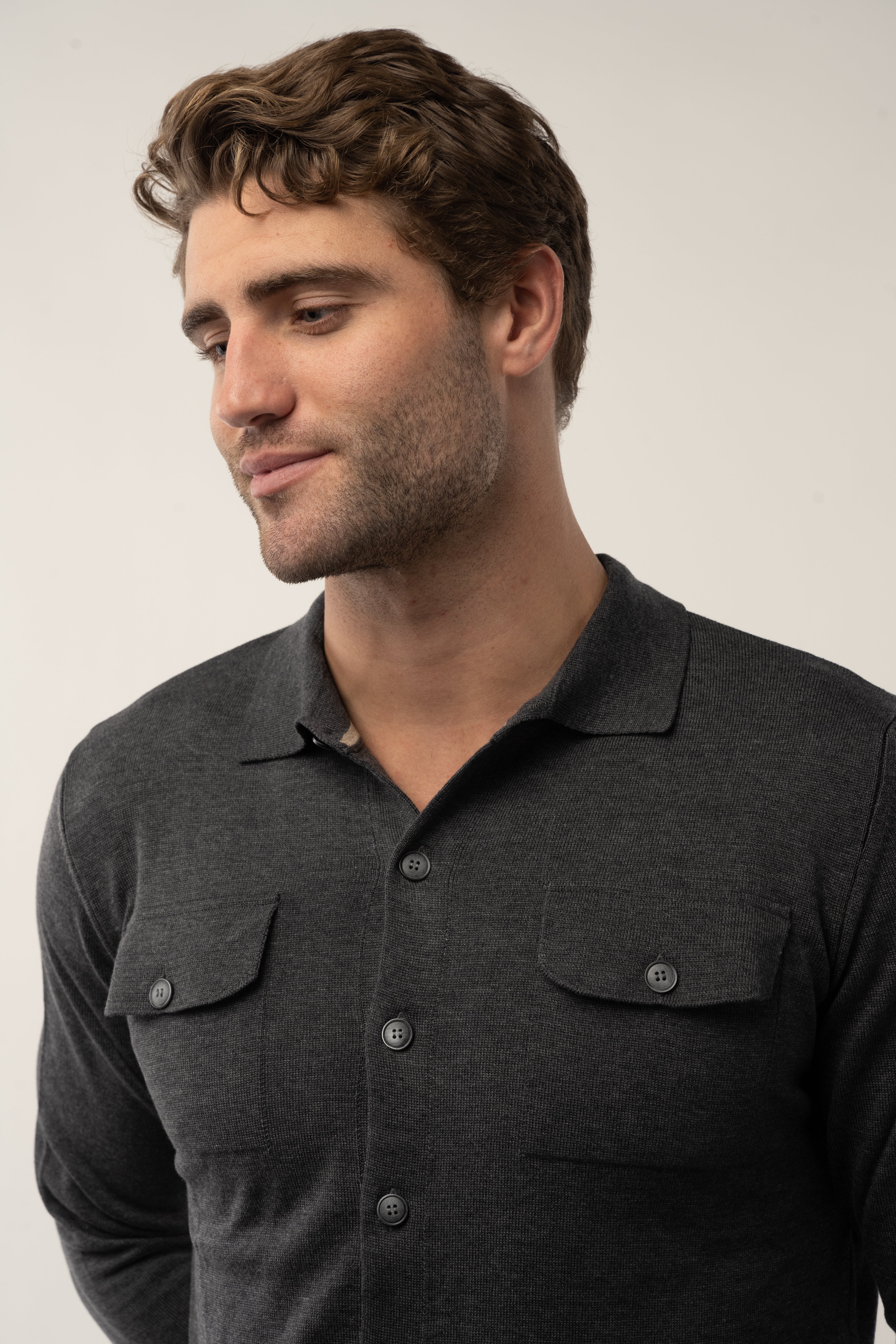 Faire,Eight X, Luchiano Visconti Grey Button Up Cardigan, Grey, Extra Extra Large-48-TagXXLLarge-44-TagXLLarge-45-TagXLLarge-44-TagLLarge-43-TagLMedium-42-TagLMedium-42-TagMSmall-39-TagS