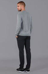 Paul James Grey Buttonless Knit Longsleeve Polo