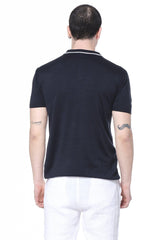 RNT 23 Navy With White Trim Collar Details Short Sleeve Polo