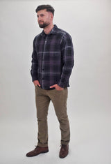 Maus & Hoffman Charcoal Grey With Light Purple Plaid 100% Wool Shirt Jacket