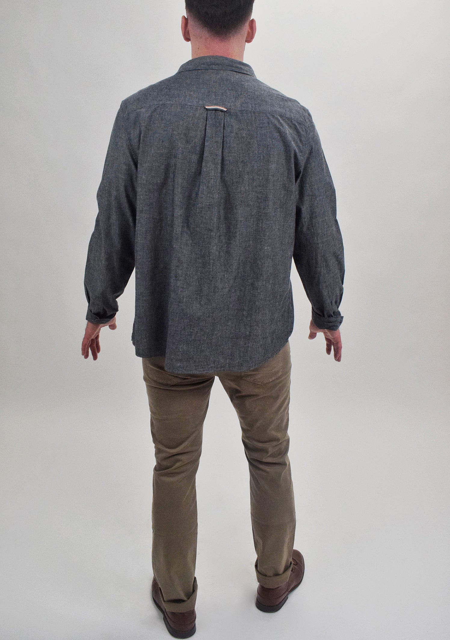 The RealReal,Sunspel, Sunspel Dark Grey Long Sleeve Button Up Shirt With Double Chest Pockets, , 