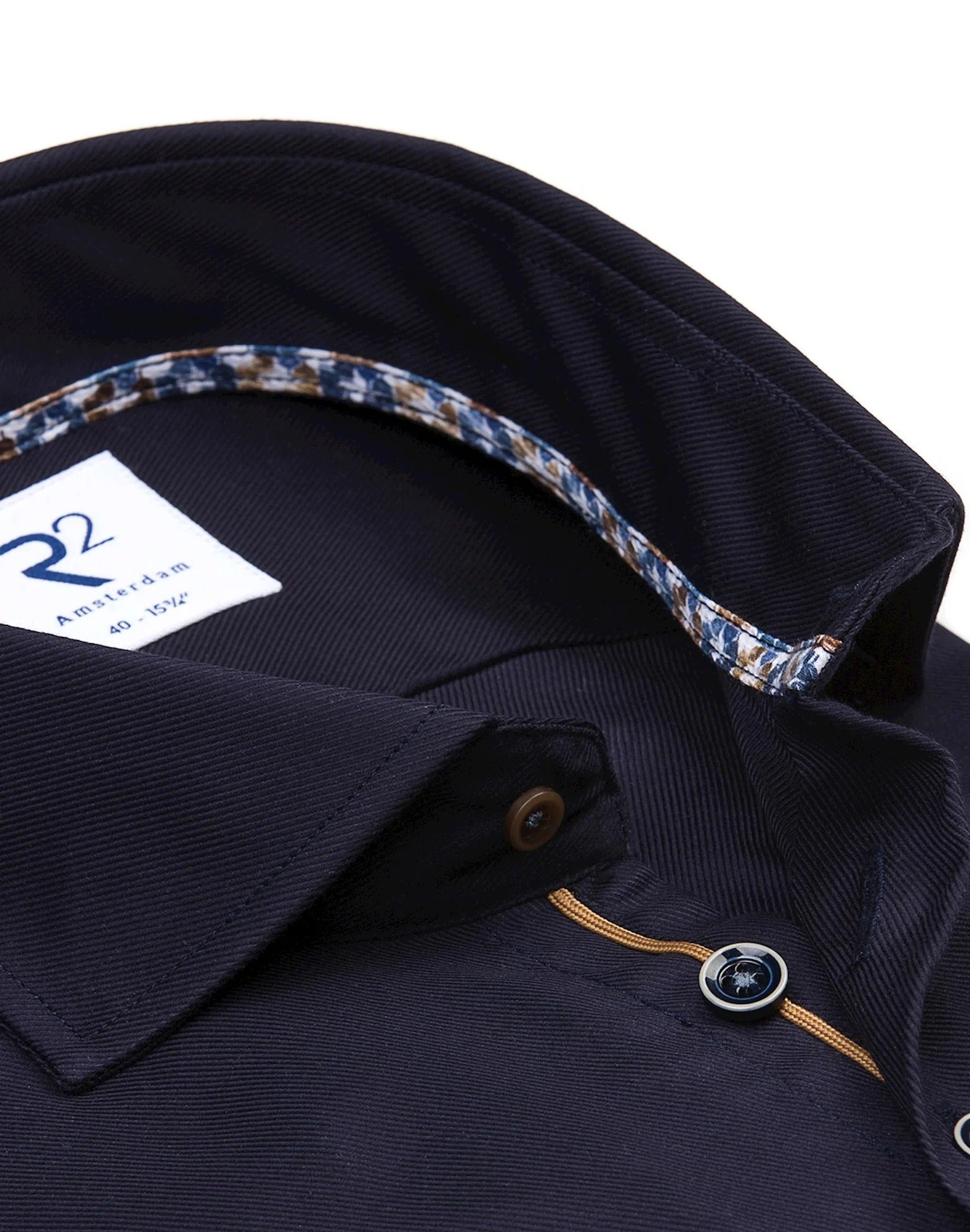 Brand Partner,R2 Amsterdam, R2 Amsterdam Navy Twill 2 PLY Cotton Long Sleeve Button Up Shirt, , 