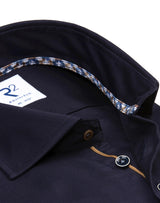 R2 Amsterdam Navy Twill 2 PLY Cotton Long Sleeve Button Up Shirt