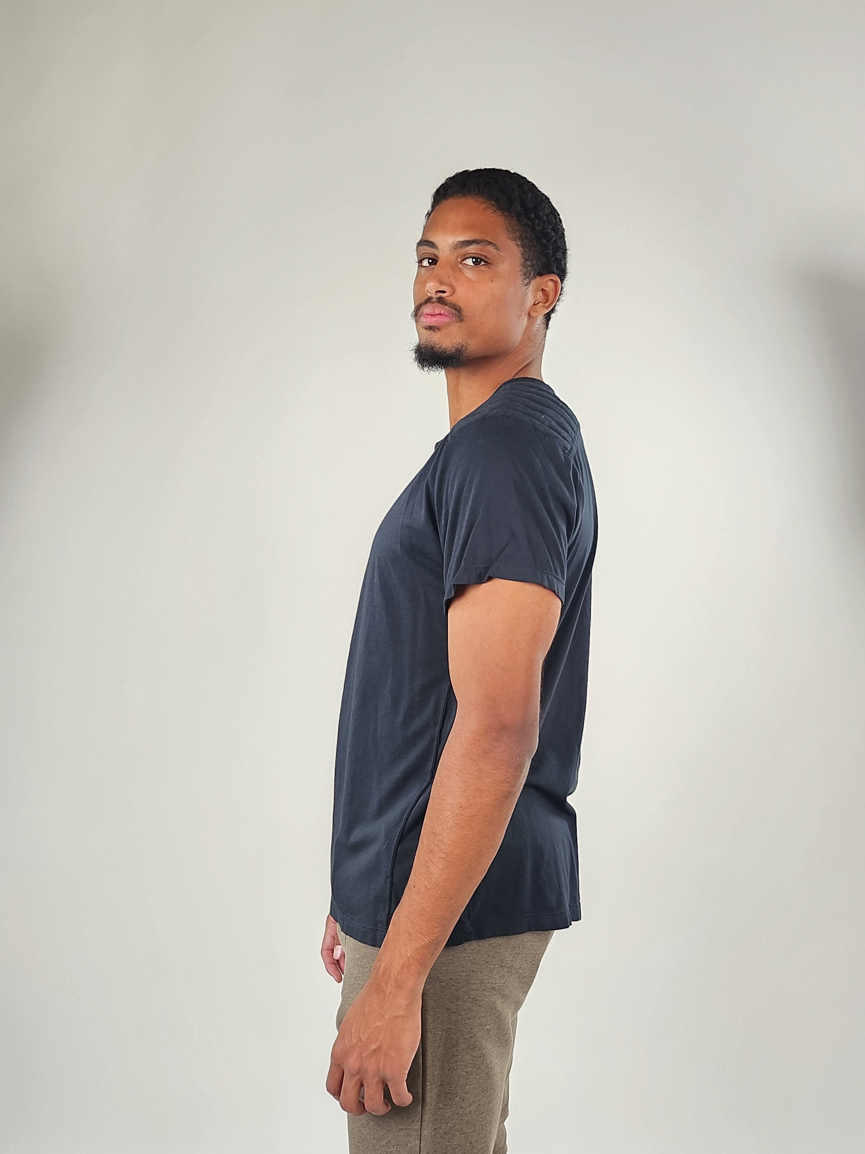 Wholesale,Reesedeluca, Reese De Luca Navy Short Sleeve Padded Shoulder T-Shirt, Blue, Medium-43-TagM