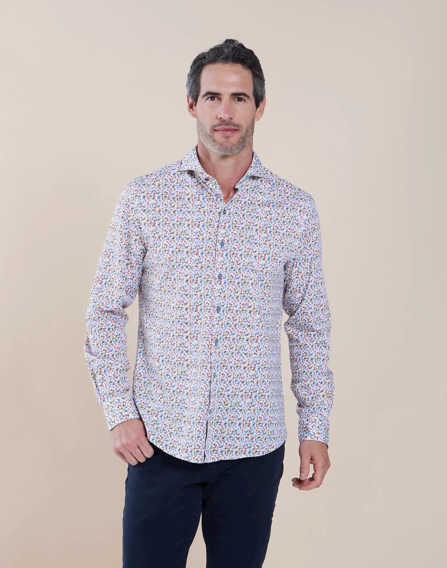 Brand Partner,R2 Amsterdam, R2 Amsterdam Multicoloured Tropical Fruit Print 100% Organic Cotton Shirt, White, Small-39-Tag37