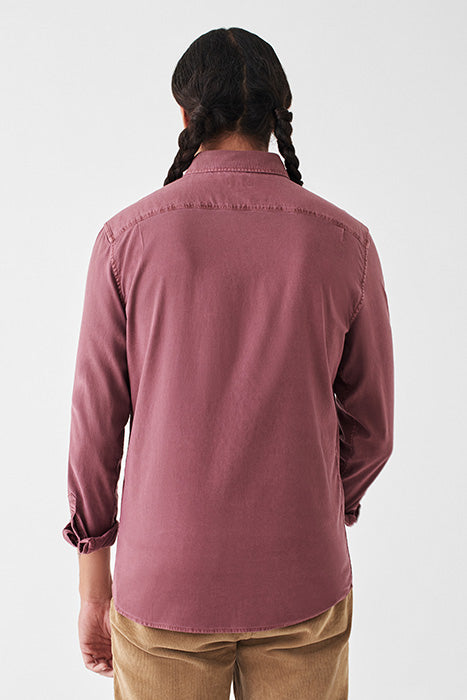 Otrium,Faherty, Faherty Burgundy Washed Stretch Button Up Shirt, Red, Large-46-TagL