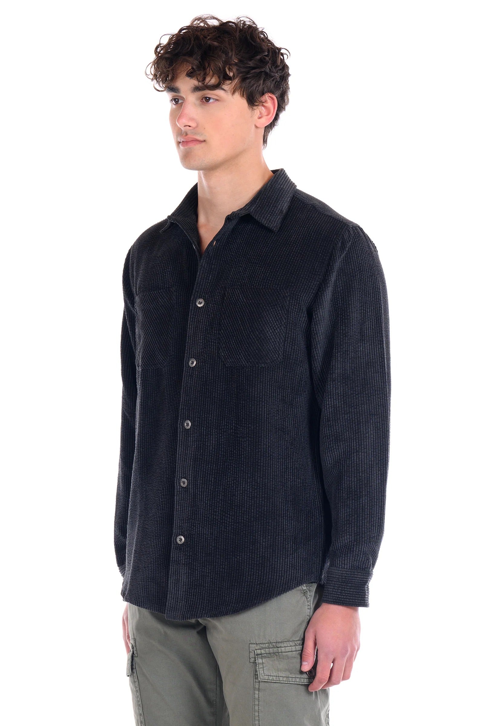 Wholesale,Original Paperbacks, Original Paperbacks Black Corduroy Long Sleeve Shirt, Black, Extra Large-48-TagXL