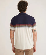 Marine Layer Navy Colorblock Stripe Short Sleeve Polo