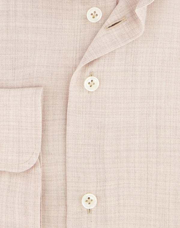 R2 Amsterdam Oatmeal 100% Wool Long Sleeve Button Up Shirt