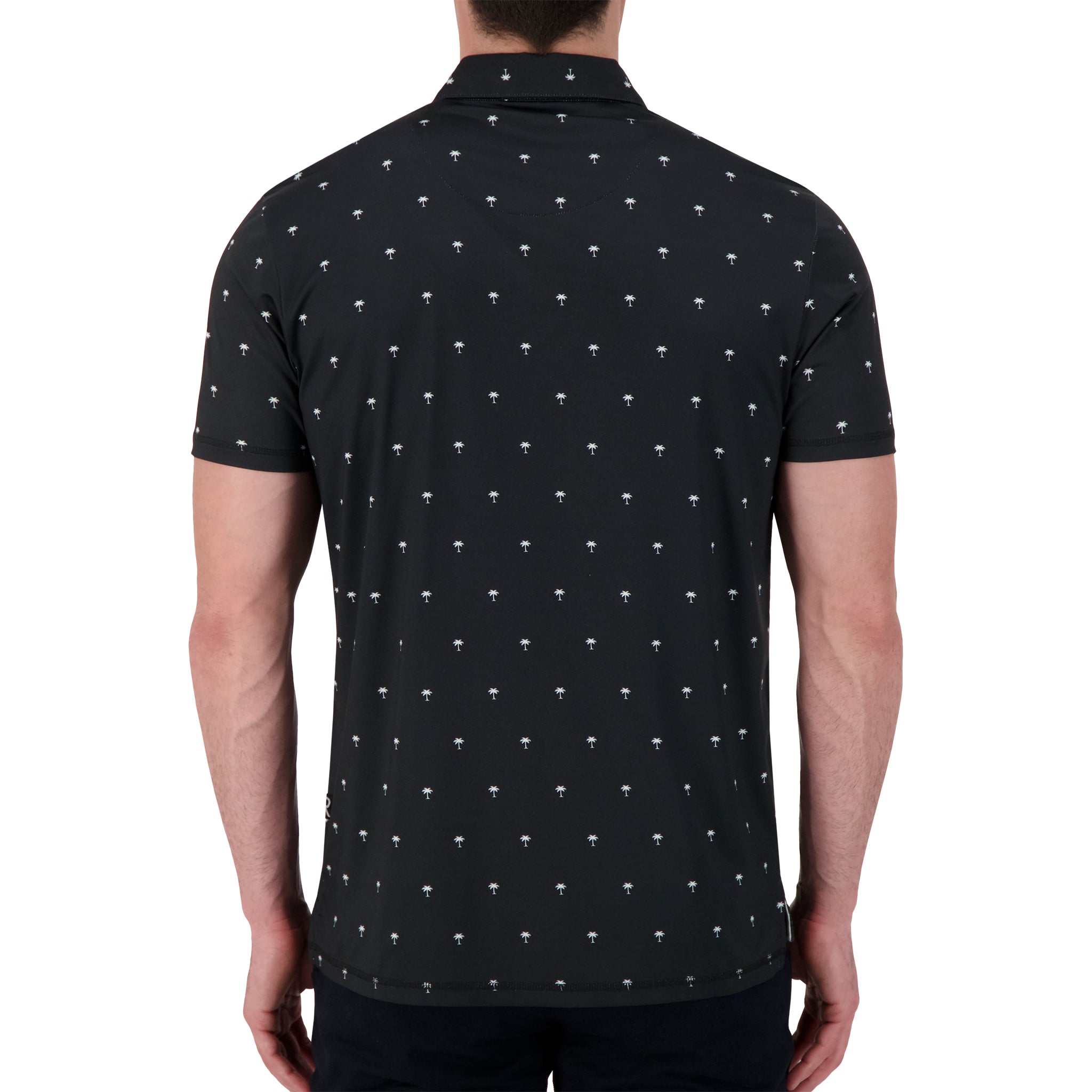 Brand Partner,International Report, International Report Black Palm Print Performance Polo, Black, Medium-42-TagM