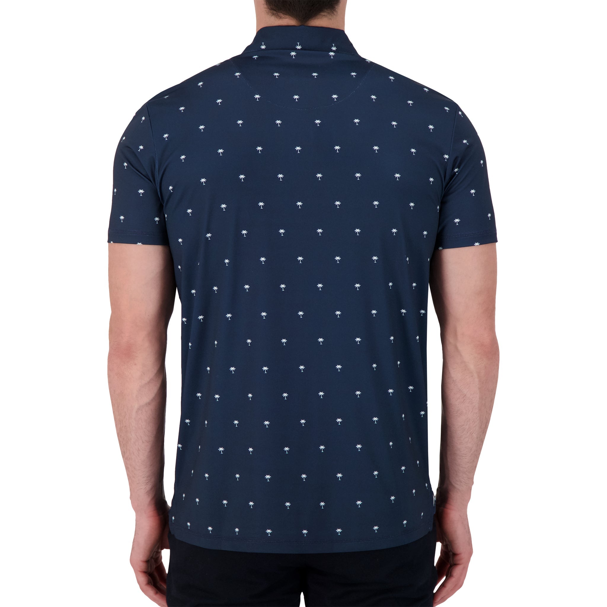Brand Partner,International Report, International Report Navy Palm Print Performance Polo, Blue, Medium-44-TagM