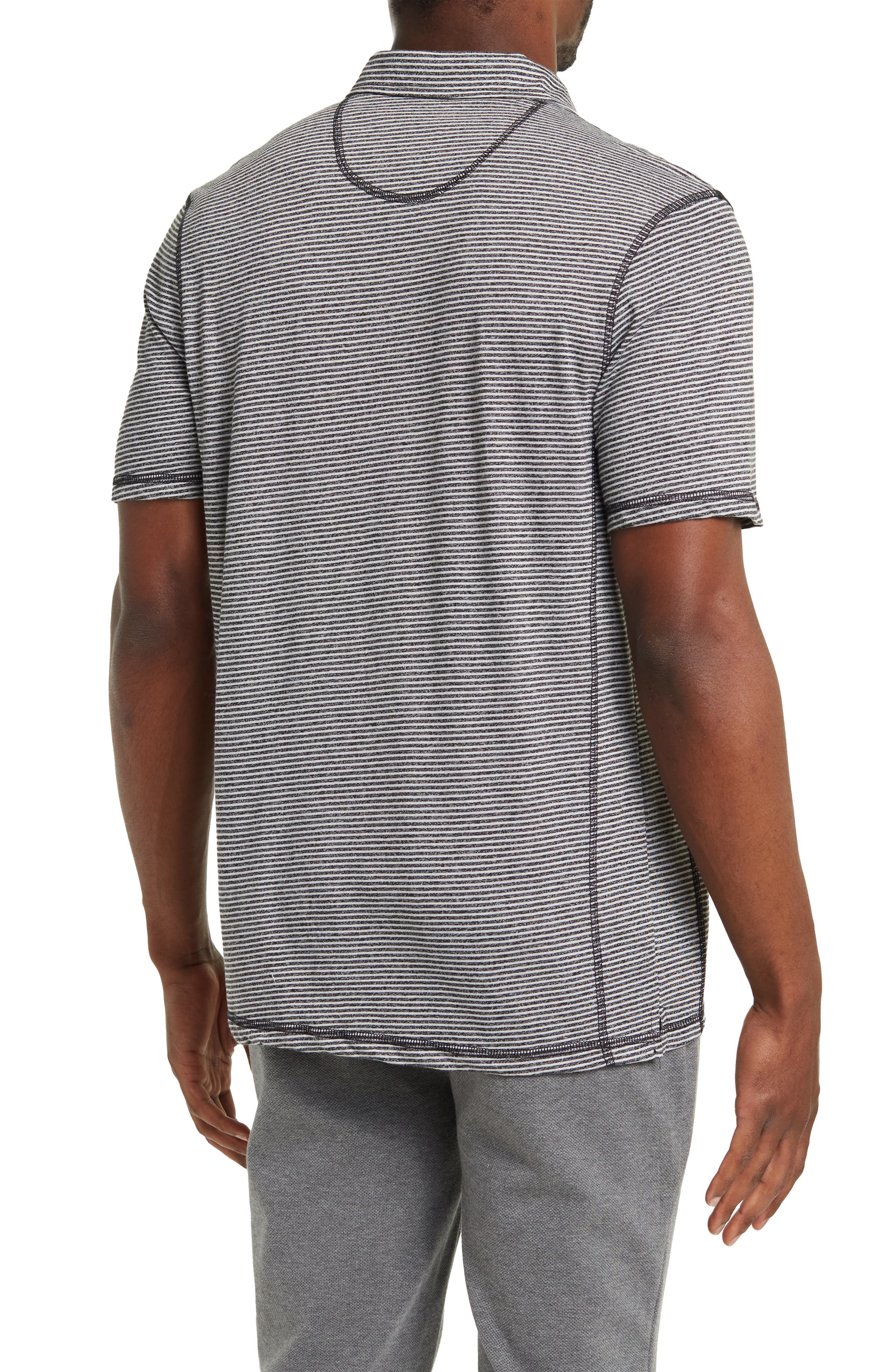 Nordstrom Rack,English Laundry, English Laundry Copper and Oak Grey Striped Sportswear Polo, Grey, Large-44-TagXL