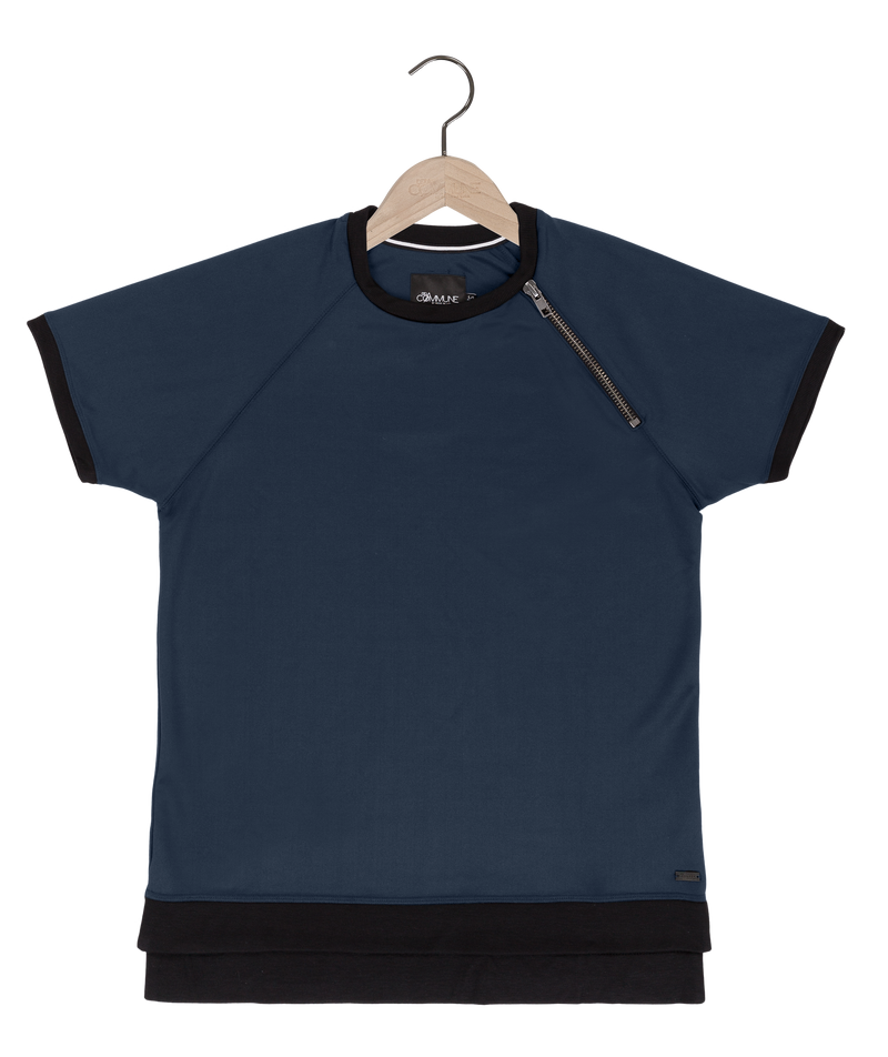 Reese De Luca Navy Raglan Scuba T-Shirt with Zipper
