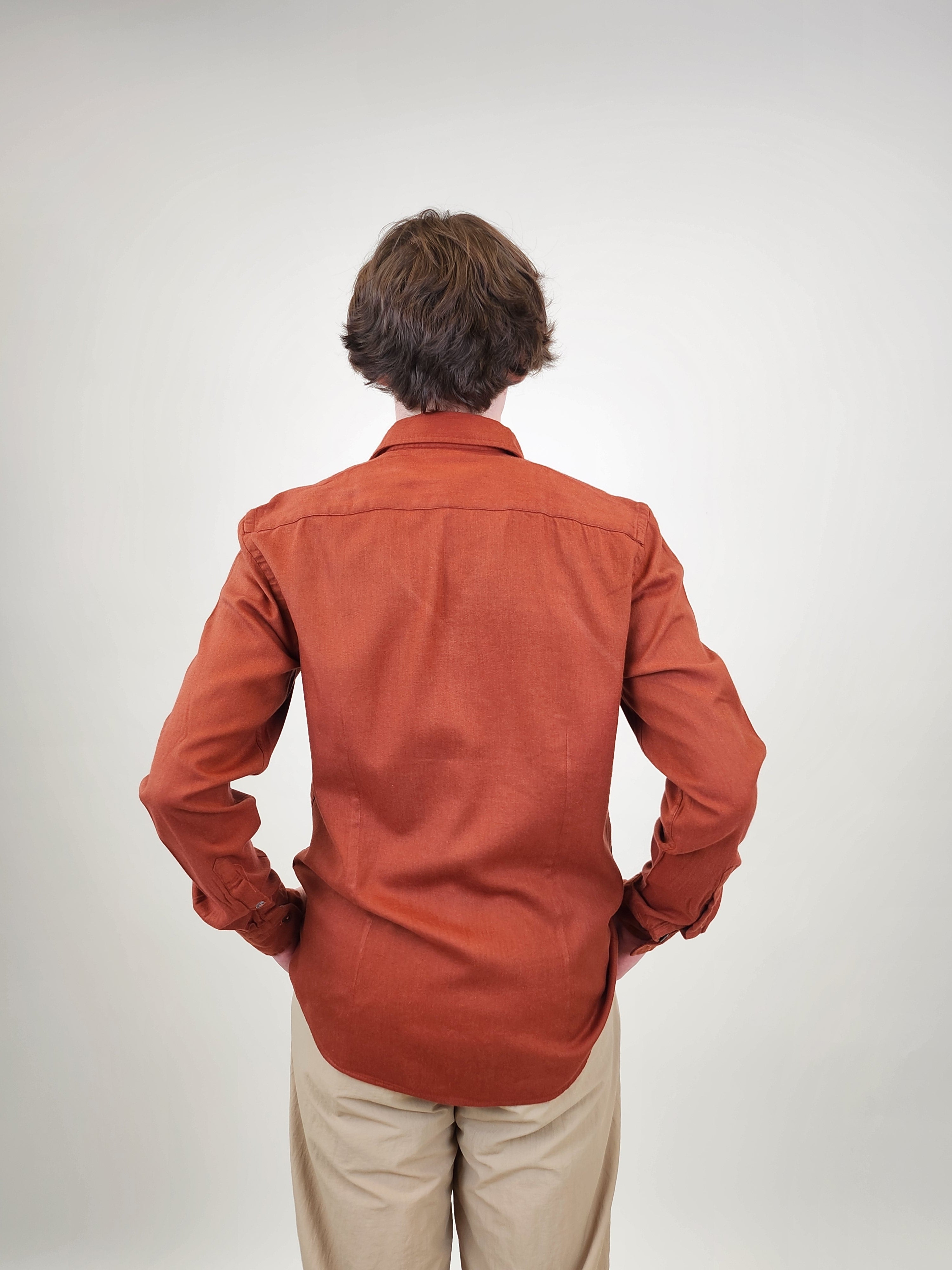 Brand Partner,R2 Amsterdam, R2 Amsterdam Pumpkin Cotton/Viscose Shirt, Orange, Medium-42-Tag38