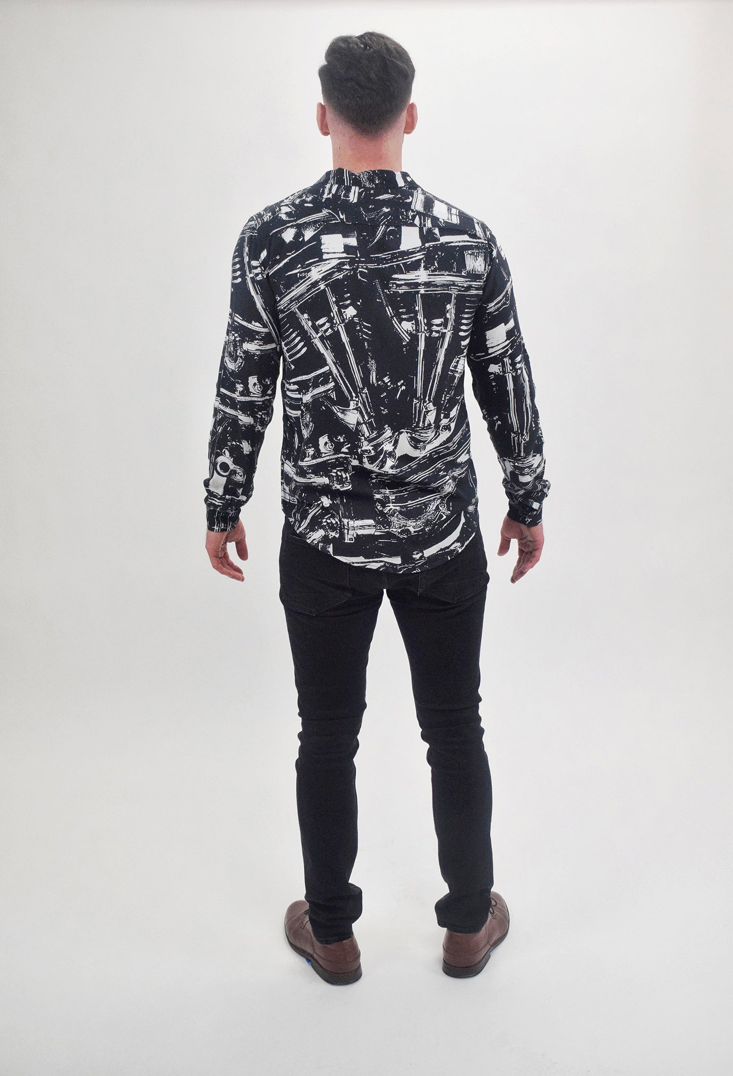 The RealReal,Ksubi, Ksubi Black And White Abstract Print Button Up Shirt, Black, Medium-42-TagS