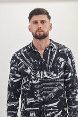 Ksubi Black And White Abstract Print Button Up Shirt