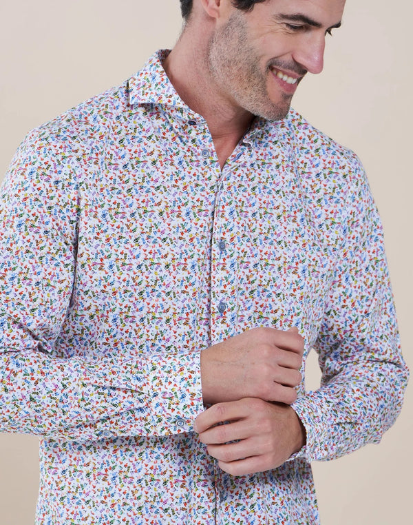 R2 Amsterdam Multicoloured Tropical Fruit Print 100% Organic Cotton Shirt