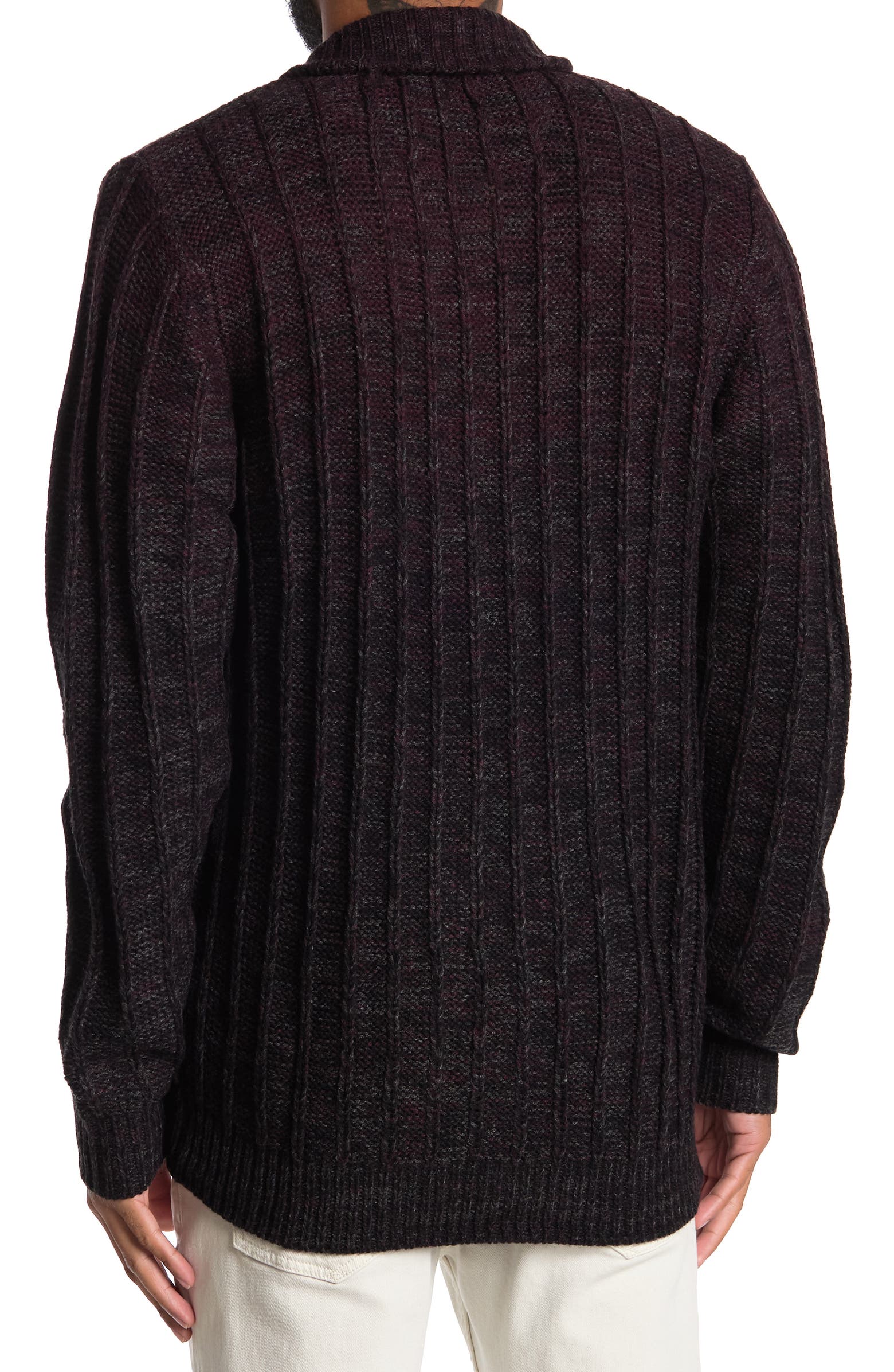 Nordstrom Rack, WEATHERPROOF Burgundy Button Mock Neck Sweater, Red, Medium-42-TagM