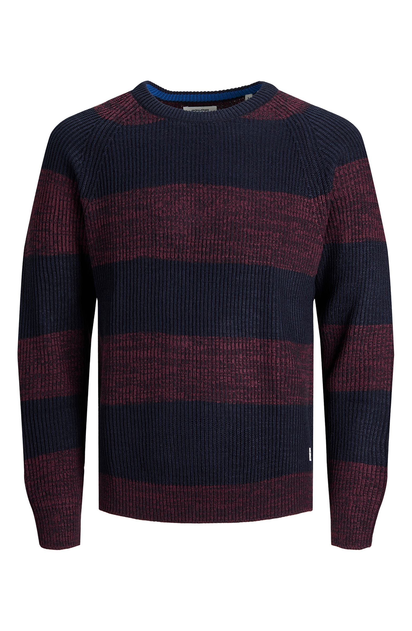 Nordstrom Rack, Jack & Jones Burgundy & Navy Striped Crewneck Sweater, Red, Medium-42-TagM