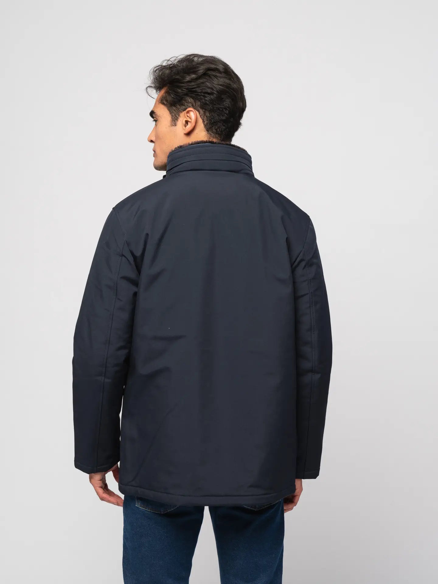 Faire,SMF, SMF Navy Heavyweight Mock Collar Full Zip Jacket, Blue, Small-42-TagS