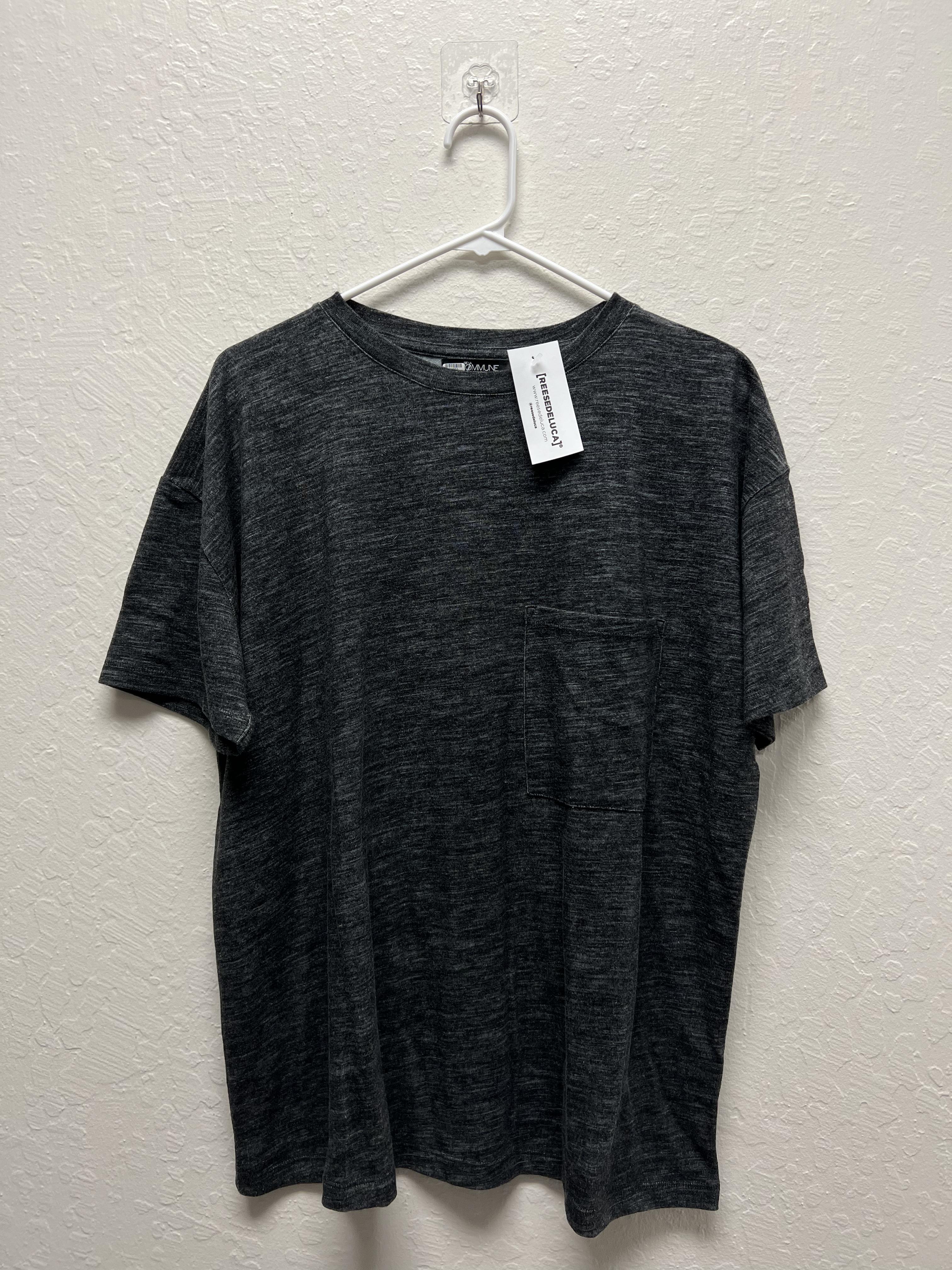 Wholesale,Reesedeluca, Reese De Luca Black Short Sleeve T-Shirt with Chest Pocket, Black, Medium-42-TagM