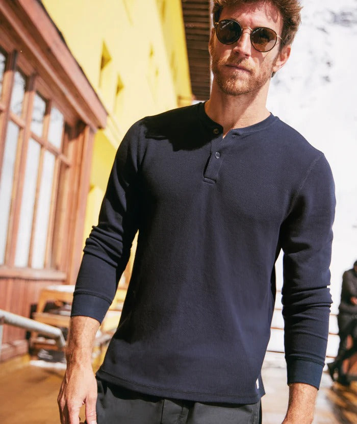 Wholesale,Marine Layer, Marine Layer Navy Sport Waffle Henley, Blue, Extra Extra Large-50-TagXXL