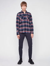 Projek Raw Slate Blue Brushed Flannel Plaid Long Sleeve Plaid Shirt