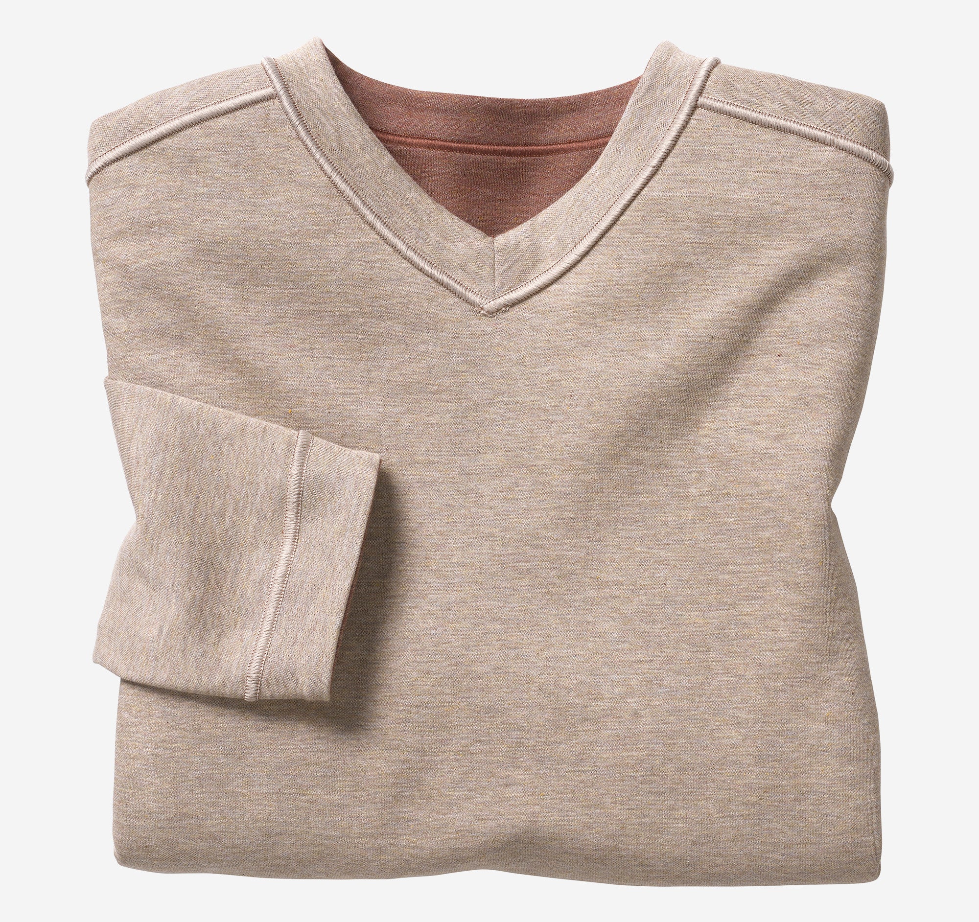 Wholesale,Johnston & Murphy, Johnston & Murphy Rust/Oatmeal Reversible V-neck Sweatshirt, Brown, Extra Extra Large-50-TagXL