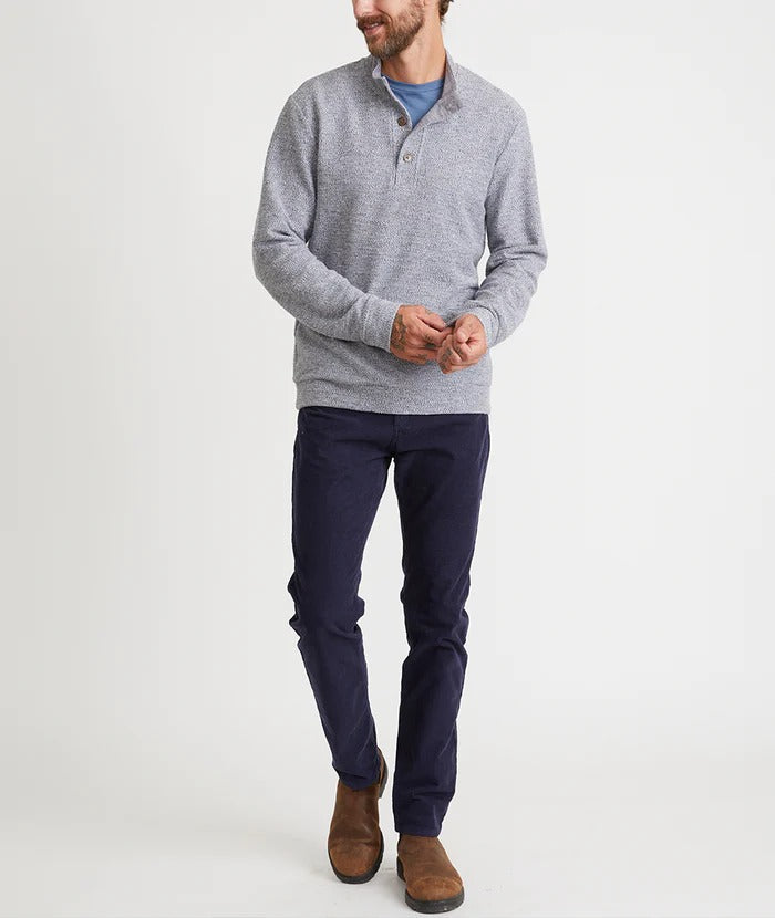 Marine Layer Grey Textured 1/4 Button Pullover