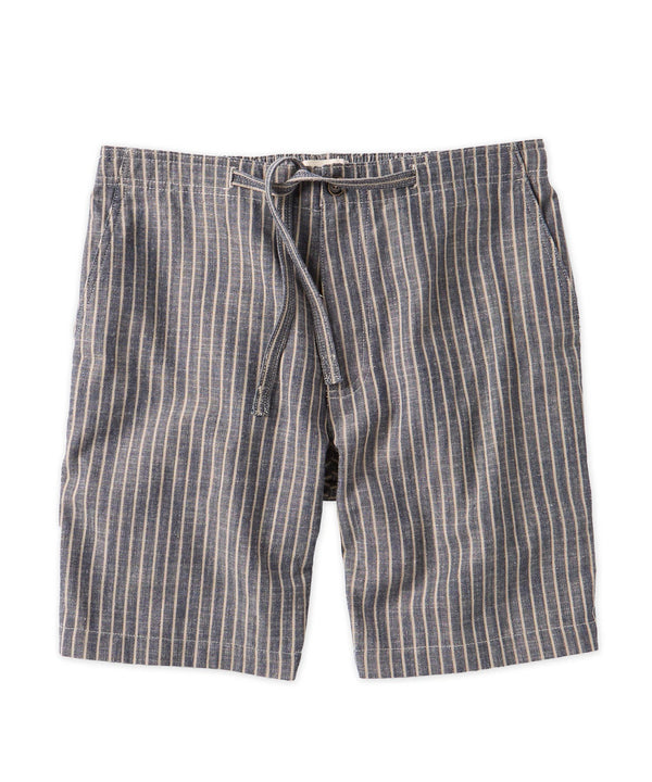 Borgo28 Navy Drawstring Striped Cotton-Linen Shorts