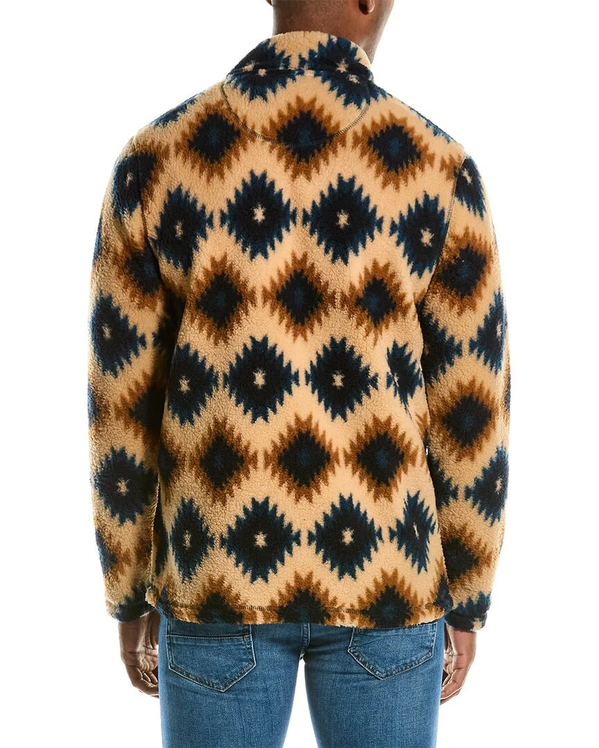 Other,Weatherproof, Weatherproof Vintage Beige/Blue Southwest Polar Fleece Mock Half Zip Pullover, Tan, Extra Large-48-TagXLLarge-46-TagL