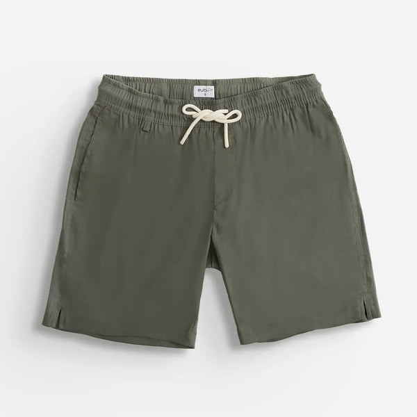 Eubi Olive Green 7.5" Linen Drawstring Shorts